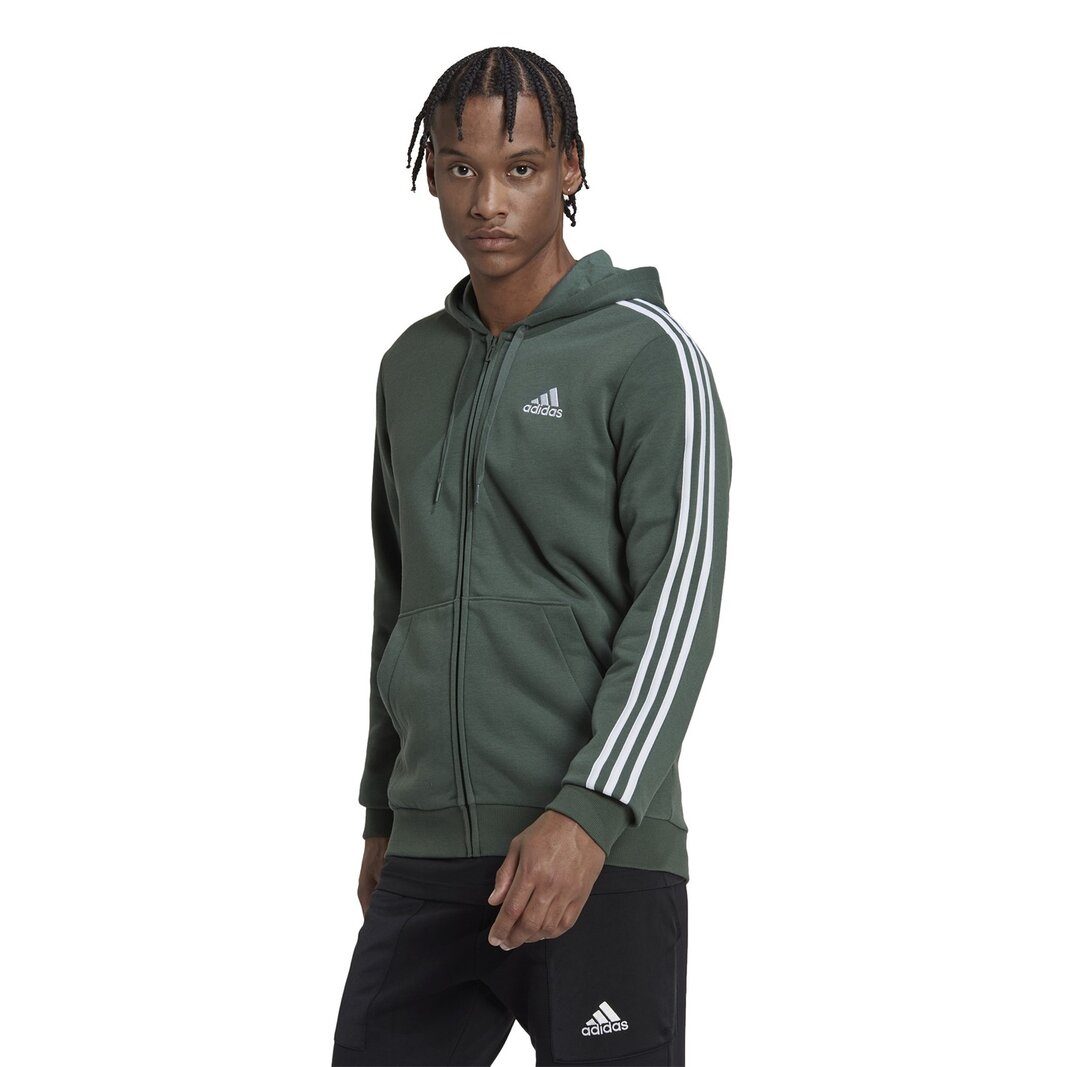 Adidas 3 stripe full zip hot sale hoody mens