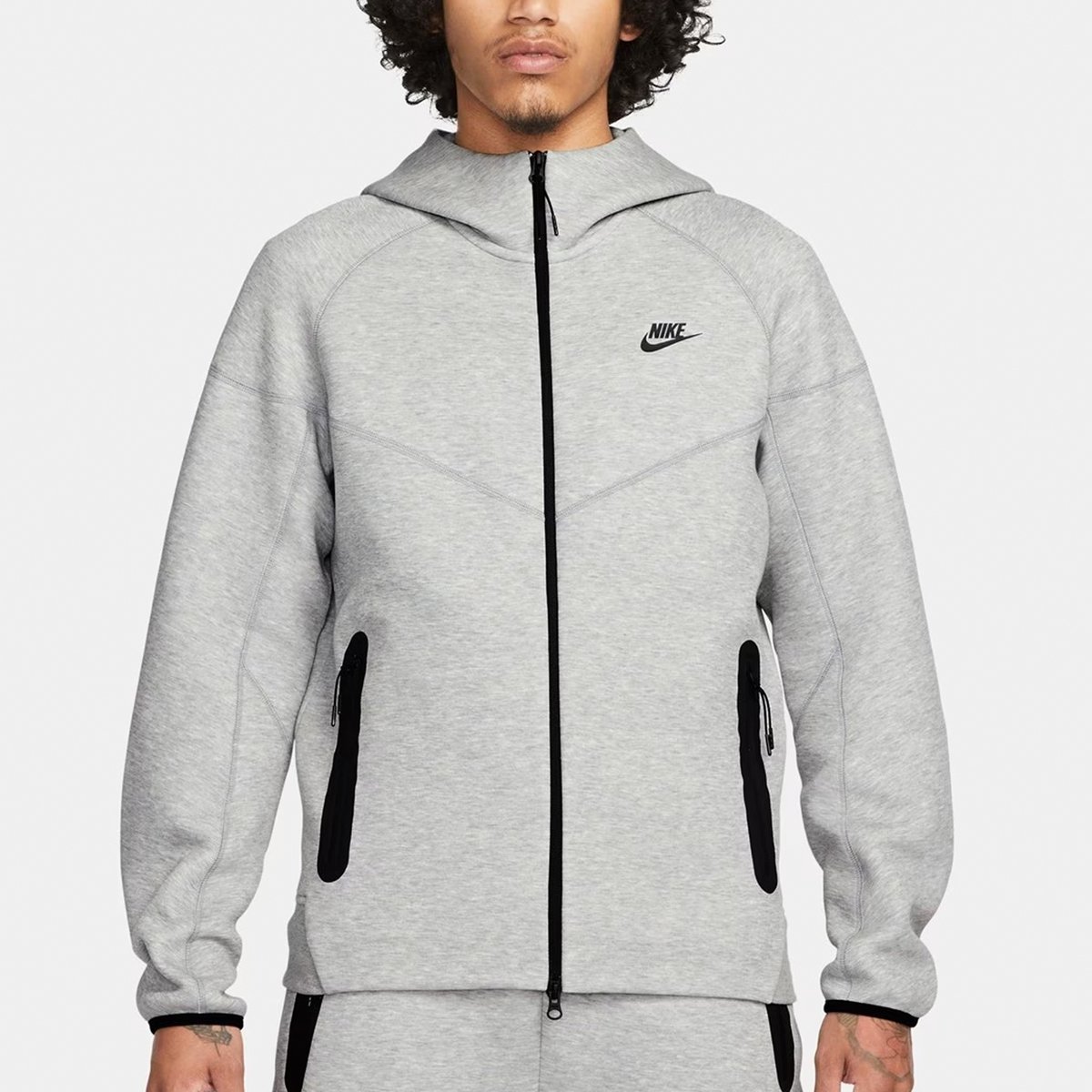 Nike tech fleece clearance hoodie black and grey