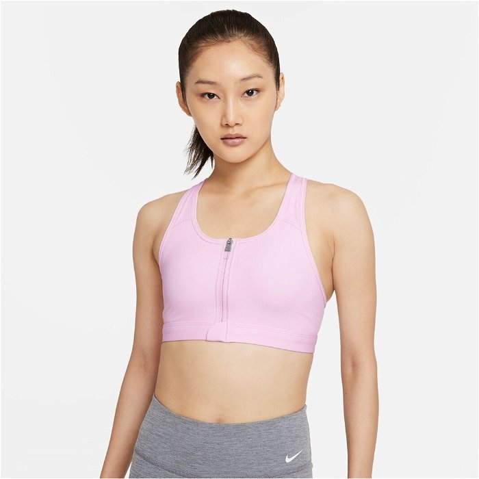 Nike DriFit Swoosh Zip Bra Womens Pink/White, £12.00