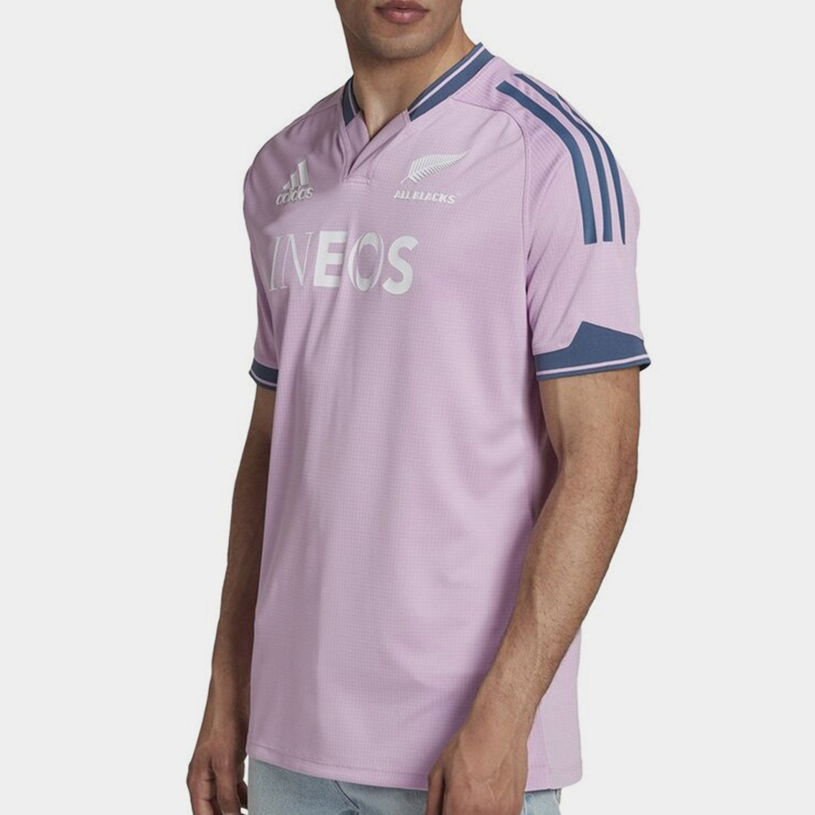 adidas All Blacks 2022 Training Mens Rugby Shirt Lilac/White, £49.00