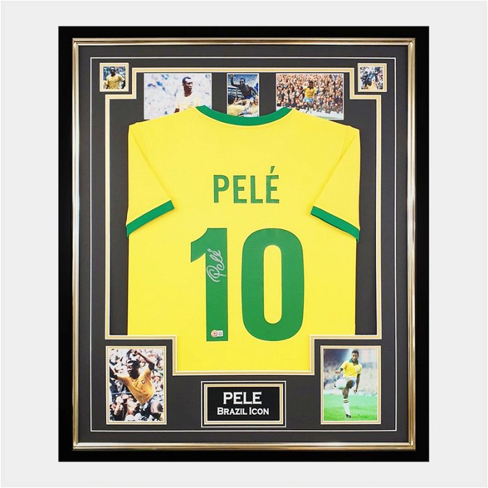 Signed Pele Jersey Framed Brazil Icon Autograph