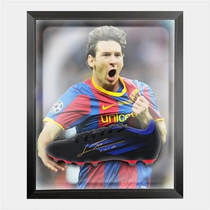 Signed Lionel Messi Football Boot - Framed Champions League Winner