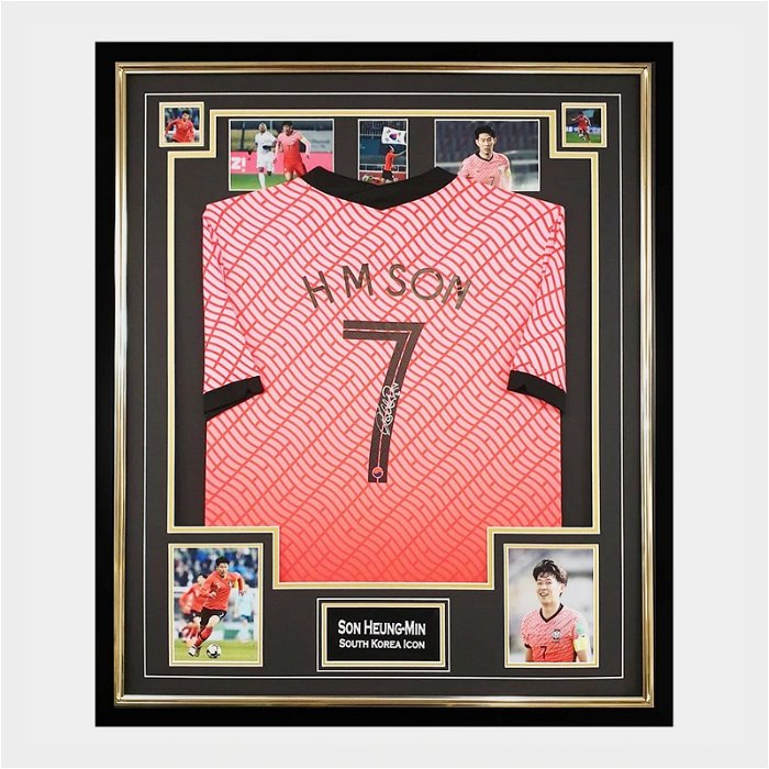 SIGNED SON HEUNG MIN JERSEY FRAMED SOUTH KOREA ICON