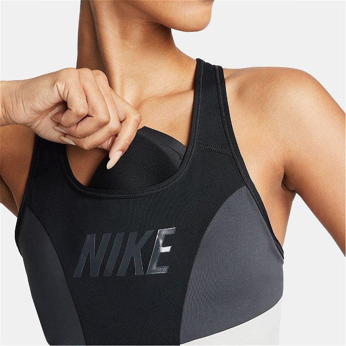 Nike Dri FIT Swoosh Womens Medium Support 1 Piece Pad Logo Sports