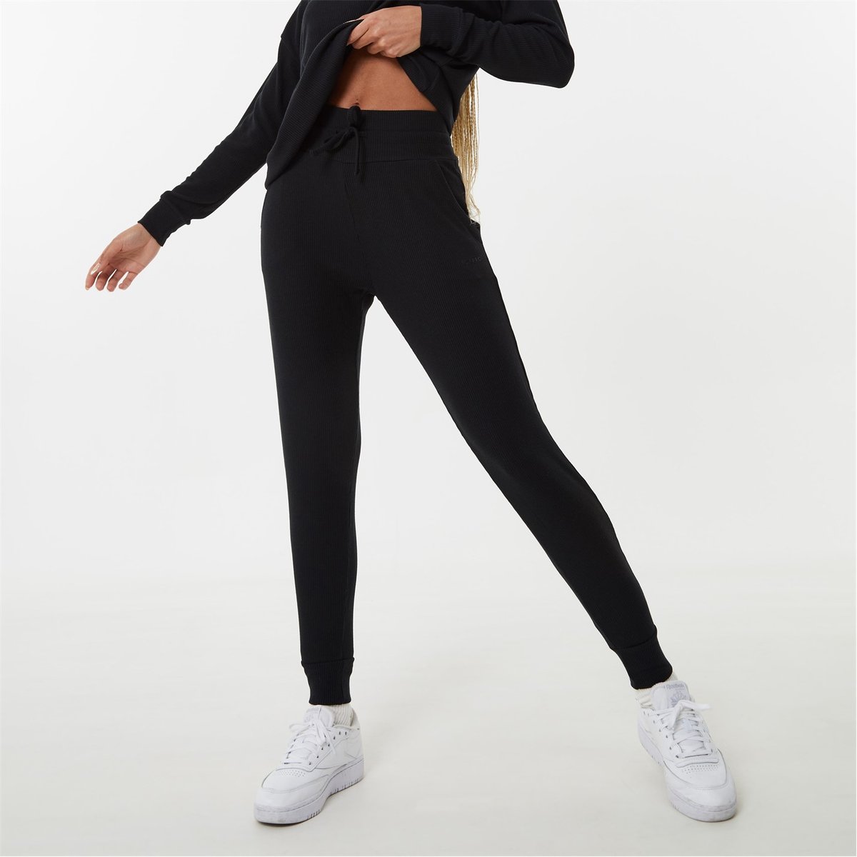 Black ribbed joggers discount womens