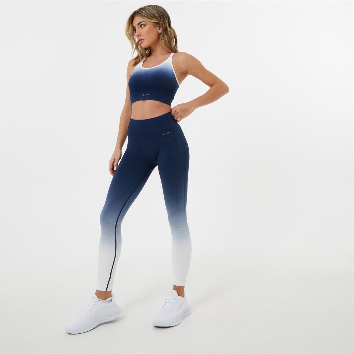 USA Pro Core Seamless Ombre Leggings Navy White 13.00