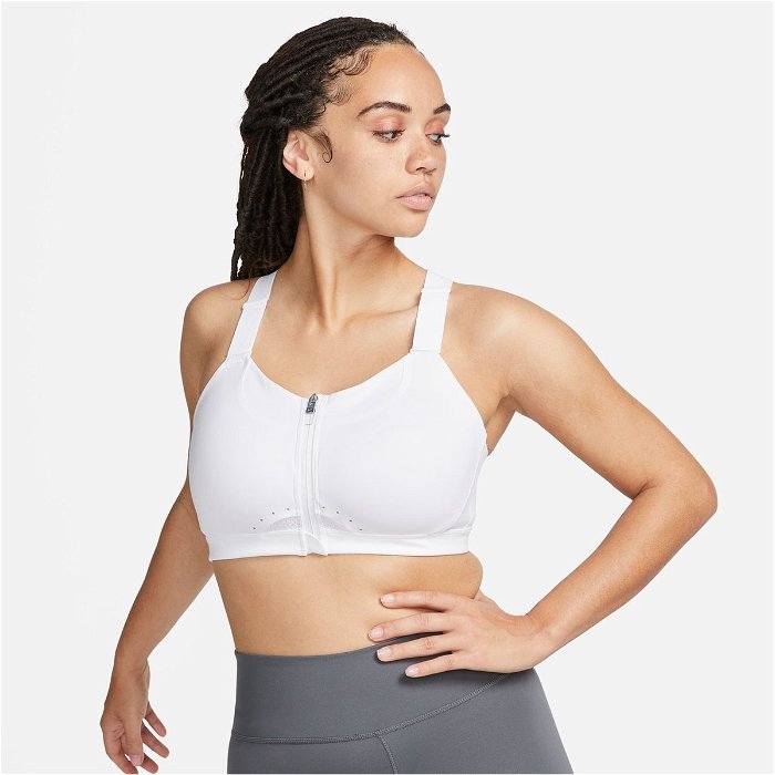 Nike Dri FIT Alpha Womens High Support Padded Zip Front Sports Bra  White/Stone, €55.00