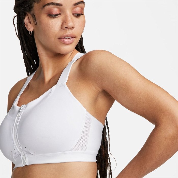 Nike Dri FIT Alpha Womens High Support Padded Zip Front Sports Bra  White/Stone, £47.00