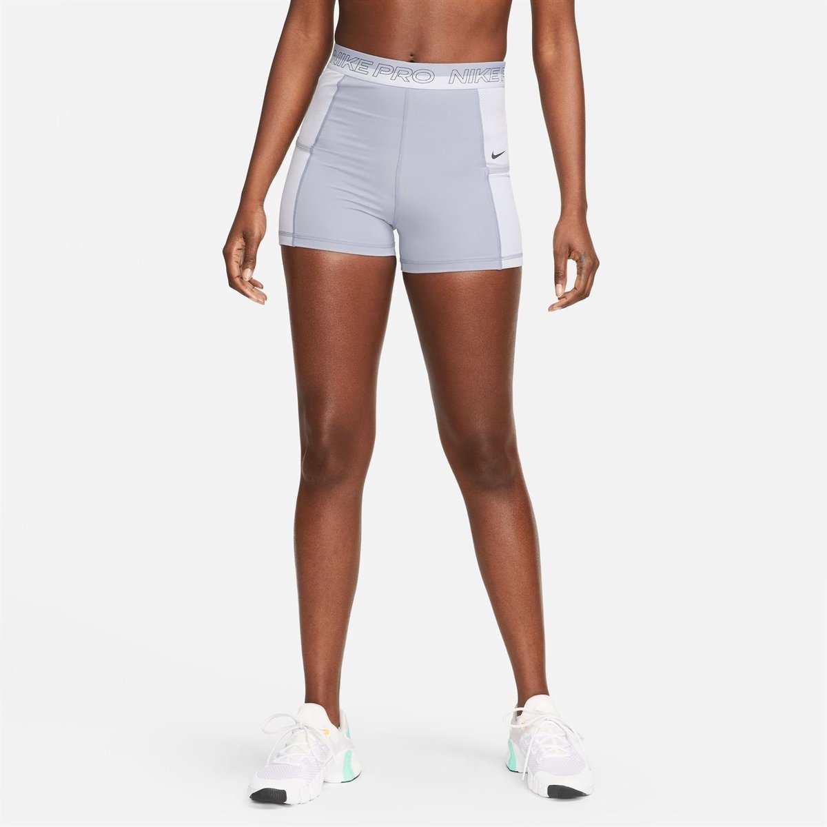 Nike Pro Womens High Waisted 3 Training Shorts with Pockets Indigo