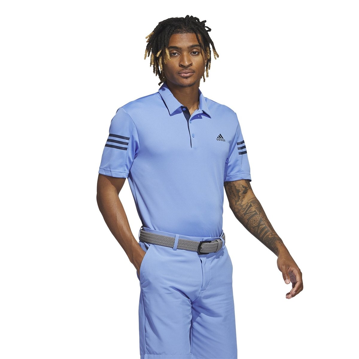 Adidas 3 stripe golf hot sale shirt