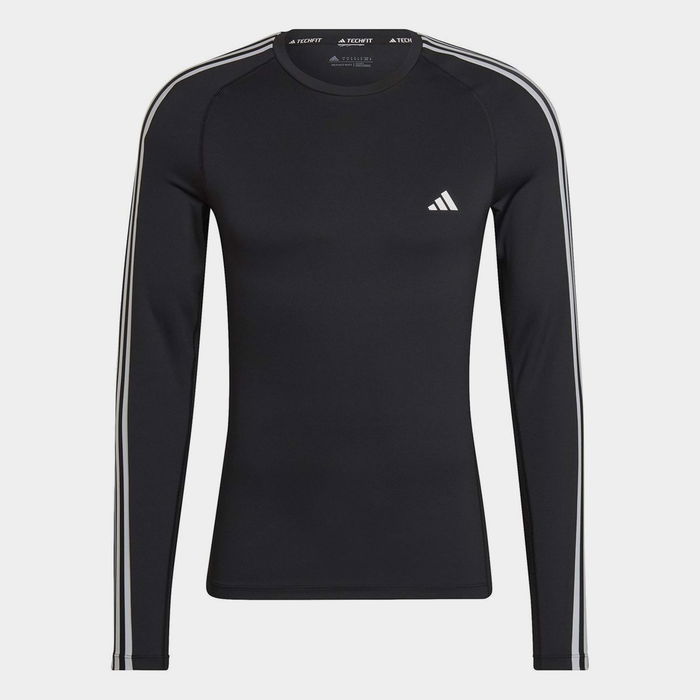 Techfit 3 Stripe Long Sleeve T Shirt Mens