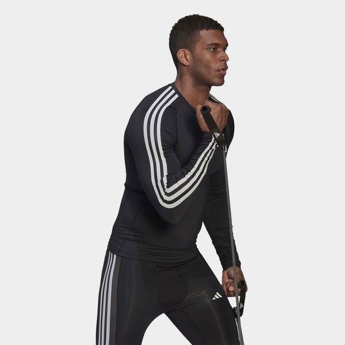 Techfit 3 Stripe Long Sleeve T Shirt Mens