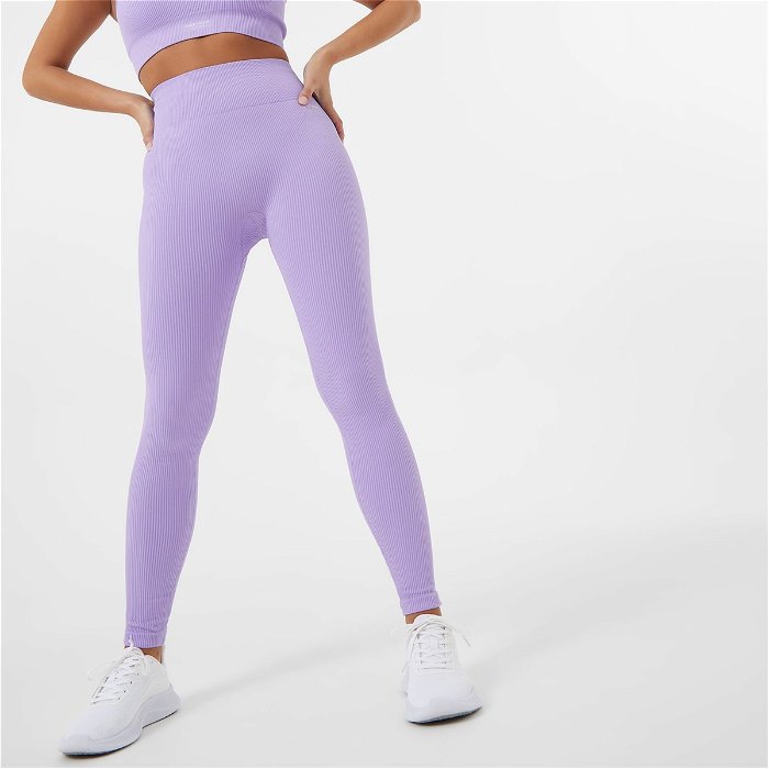 Jack Wills Active Seamless Ribbed High Waisted Leggings Lilac, £9.00