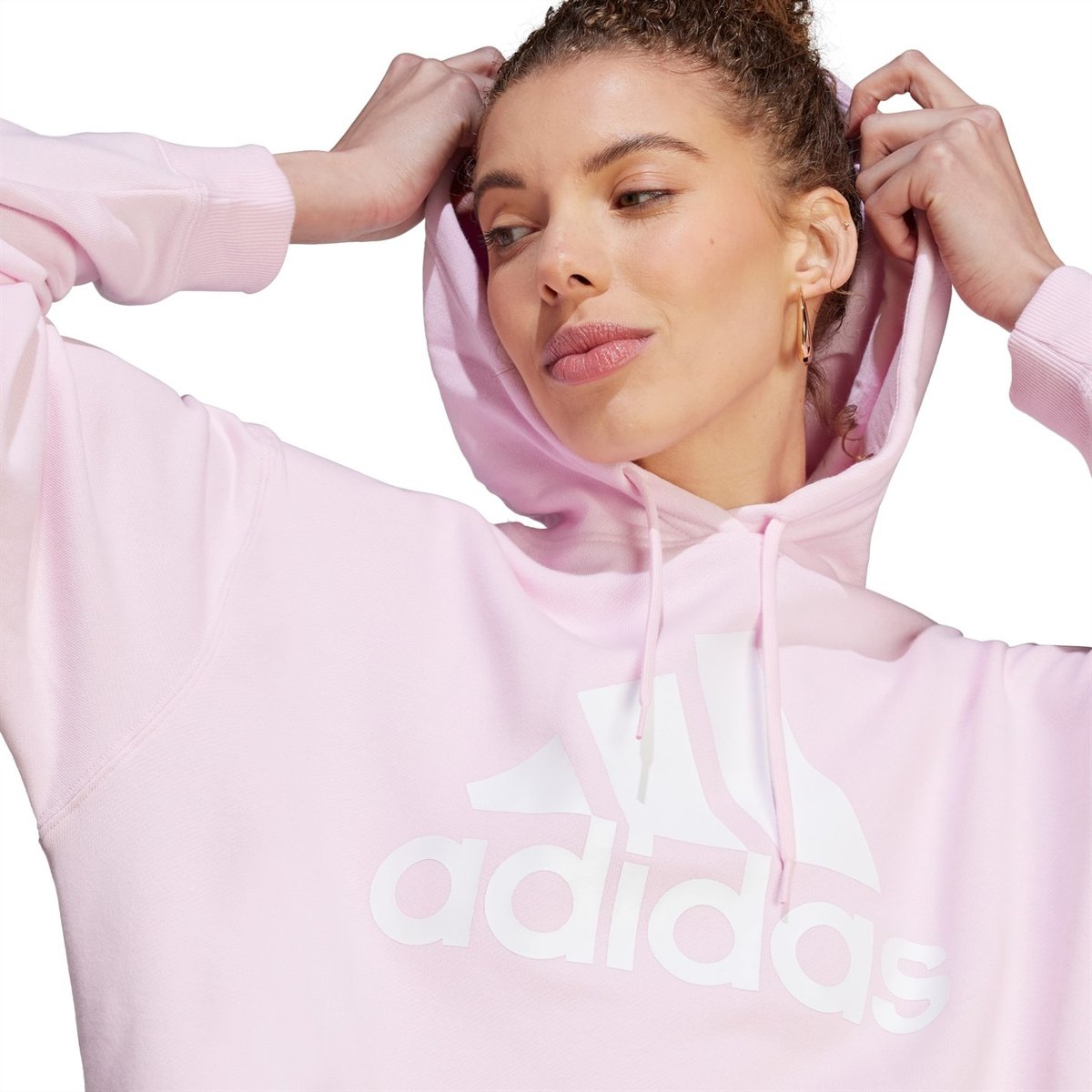 Adidas originals tape overhead hoodie pink hotsell