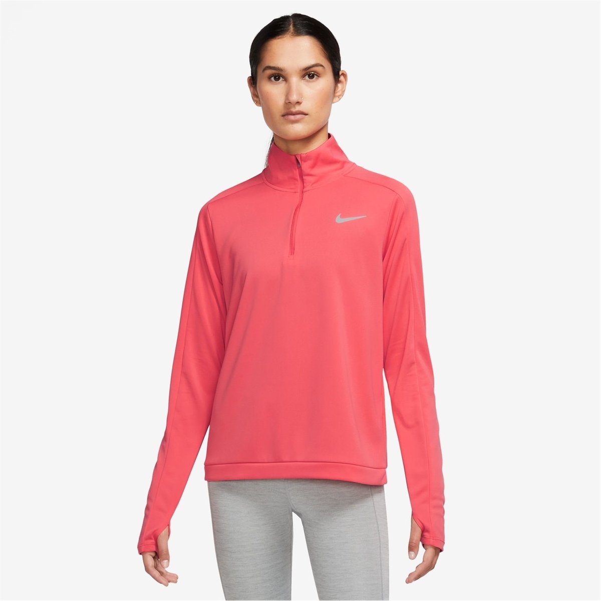 Nike Pacer Womens Long Sleeve 1 2 Zip Running Top Ember Glow 26.00