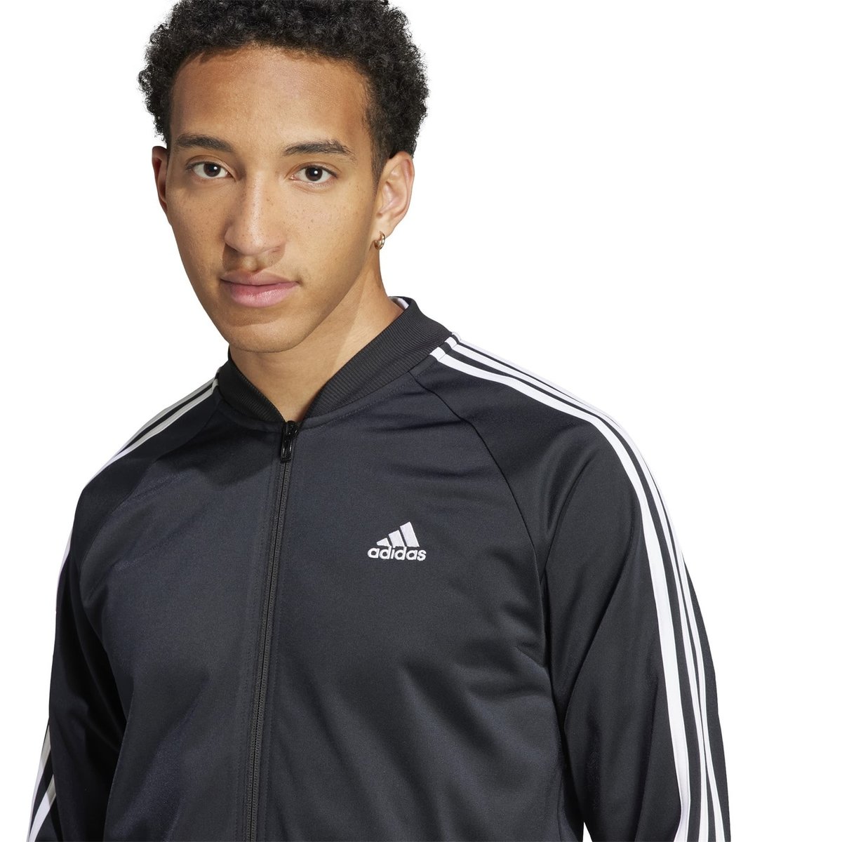 adidas Essentials Woven 3 Stripes Track Jacket Mens Black White 28.00