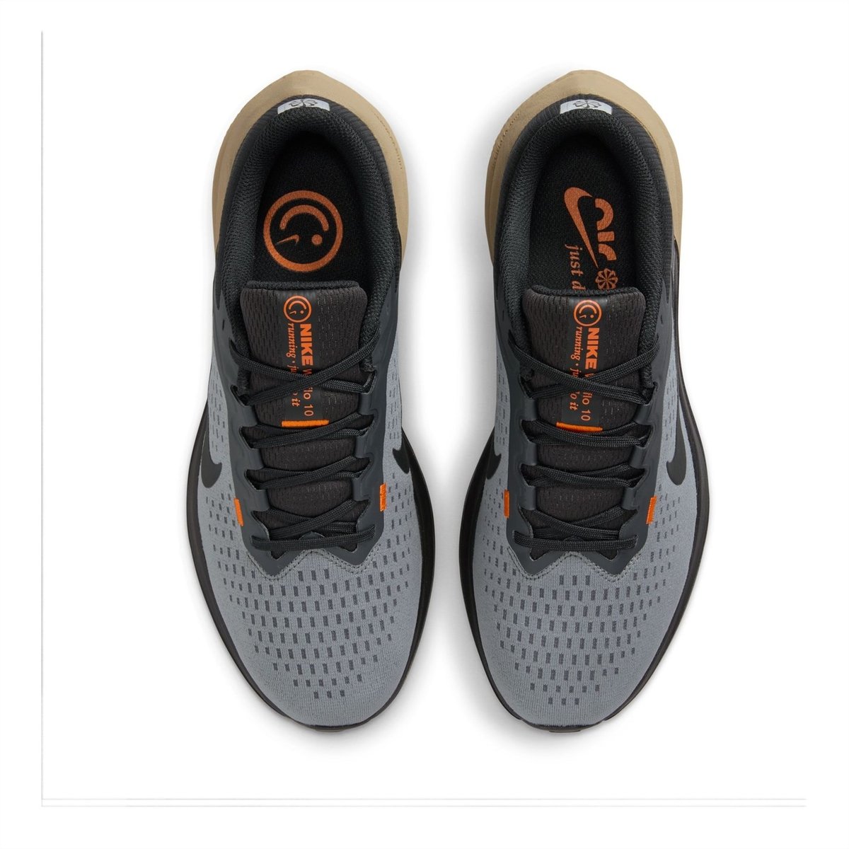 Orange and 2025 grey sneakers