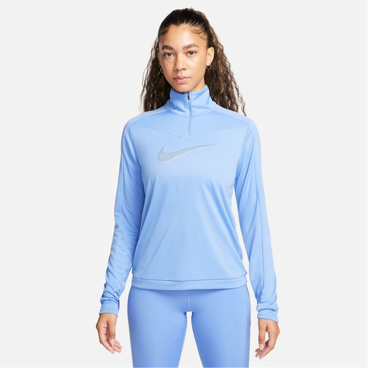 Nike Dri FIT Swoosh Womens 1 4 Zip Running Top Polar Blue 32.00