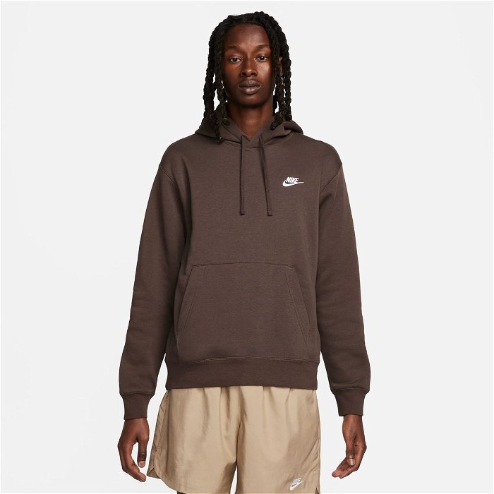 Nike Sportswear Club Fleece Pullover Hoodie Mens Brown/White, £48.00