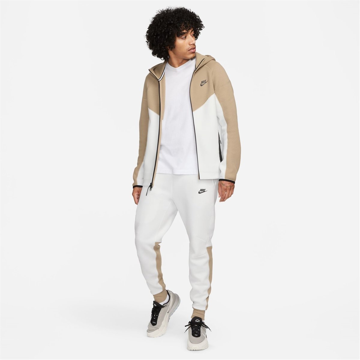 Nike Tech Fleece Hoodie Mens White/Khaki, £88.00