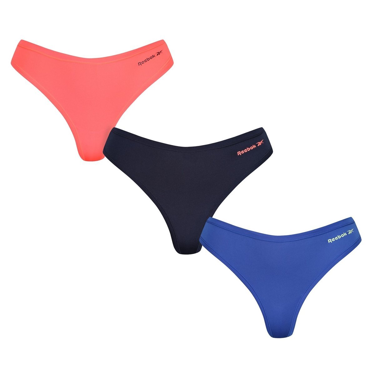 Reebok Carina 3 pack thongs in blue and pink