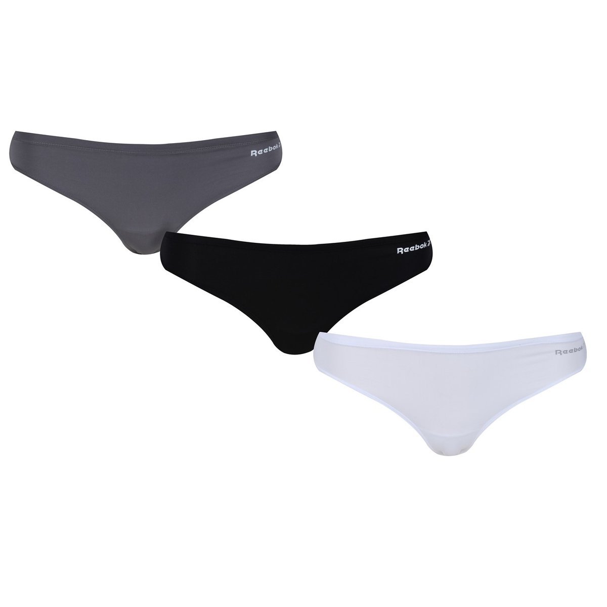 Reebok Pansy 3 pack thongs in blue grey and white