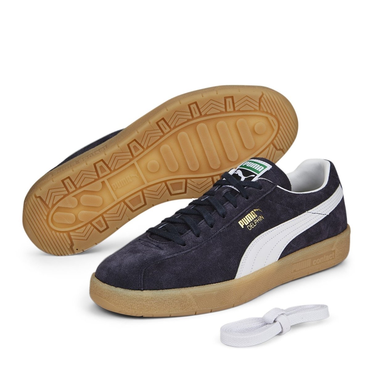 Puma suede navy best sale white