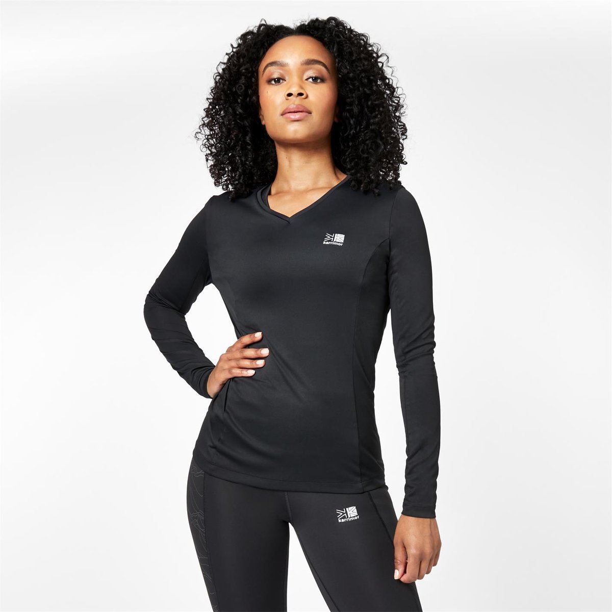 Women's Long Sleeve Zip Up Gym Top - Black