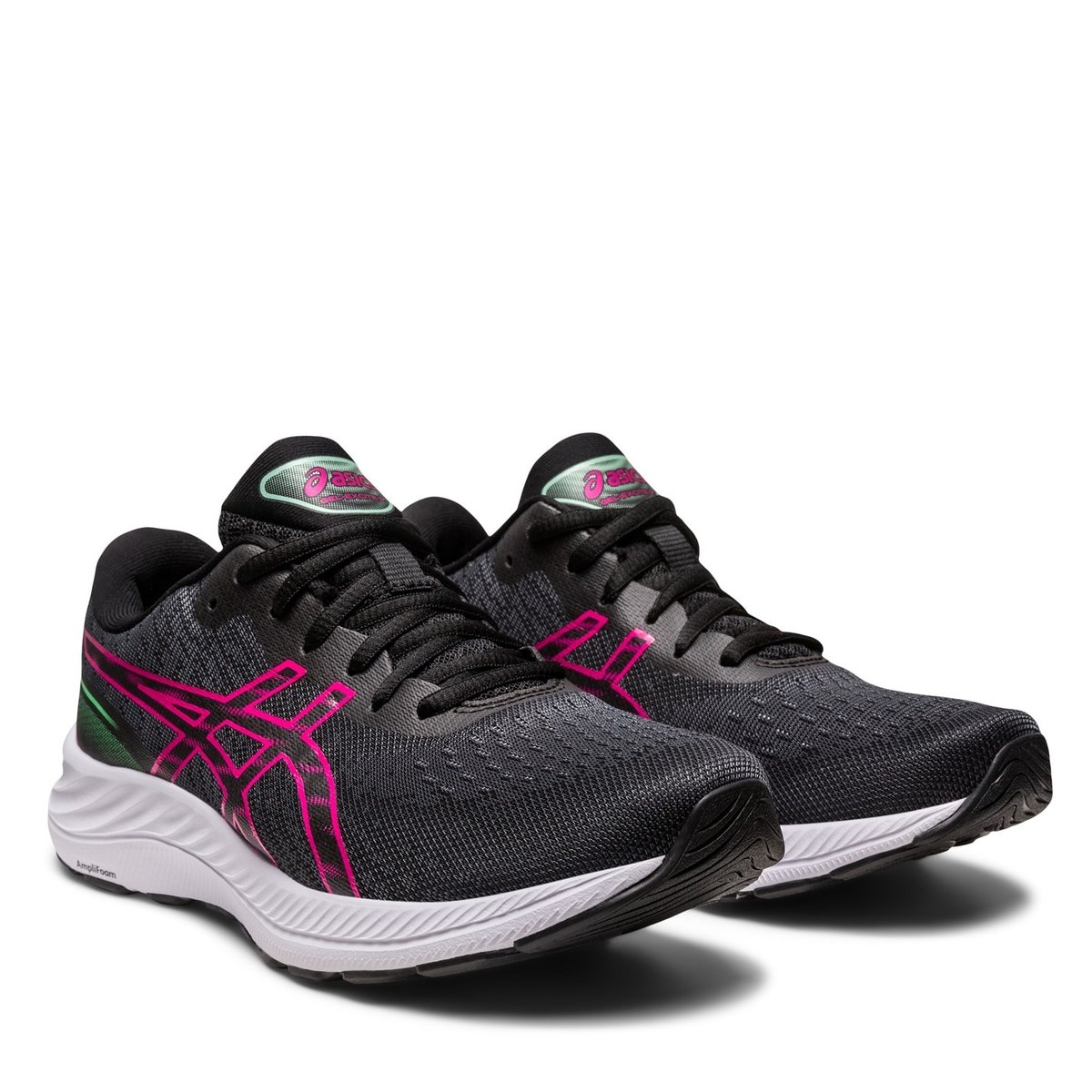 Black and pink sale asics running shoes