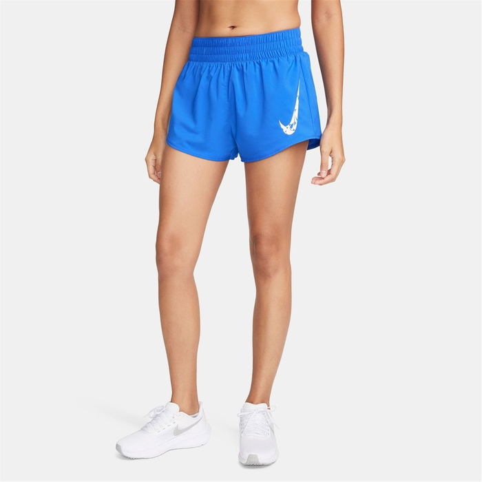 One Swoosh Womens Dri FIT Running Mid Rise Brief Lined Shorts