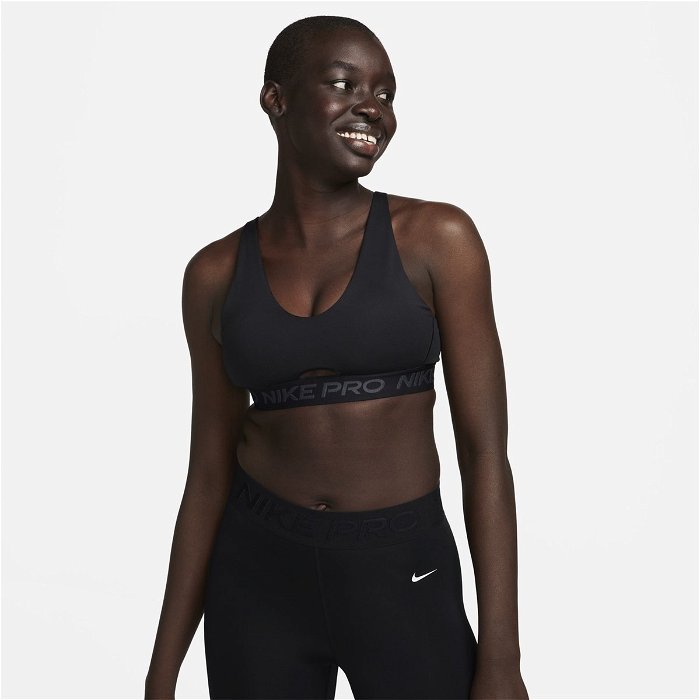Nike Pro Indy Plunge Womens Medium Support Padded Sports Bra Black/Grey,  €42.00