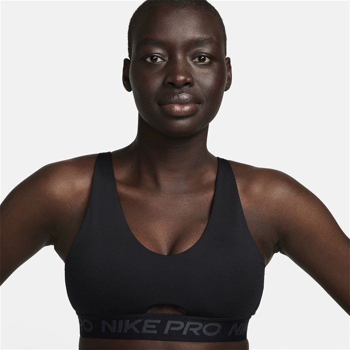 Nike Pro Indy Plunge Womens Medium Support Padded Sports Bra Black