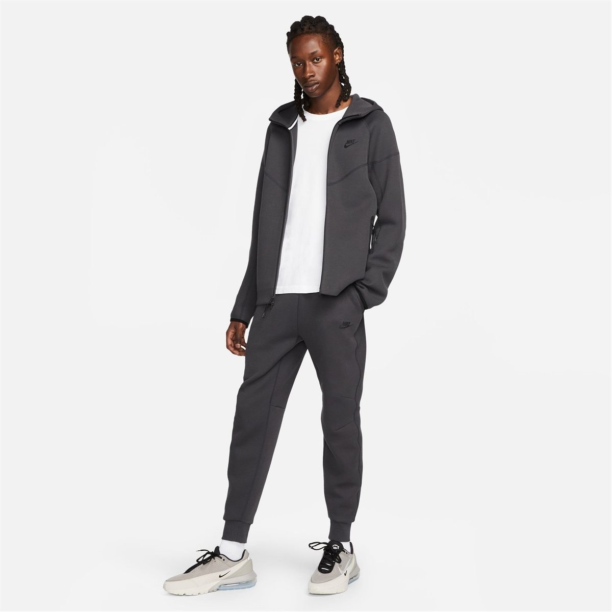 Nike Tech Fleece Hoodie Mens Grey Black 88.00