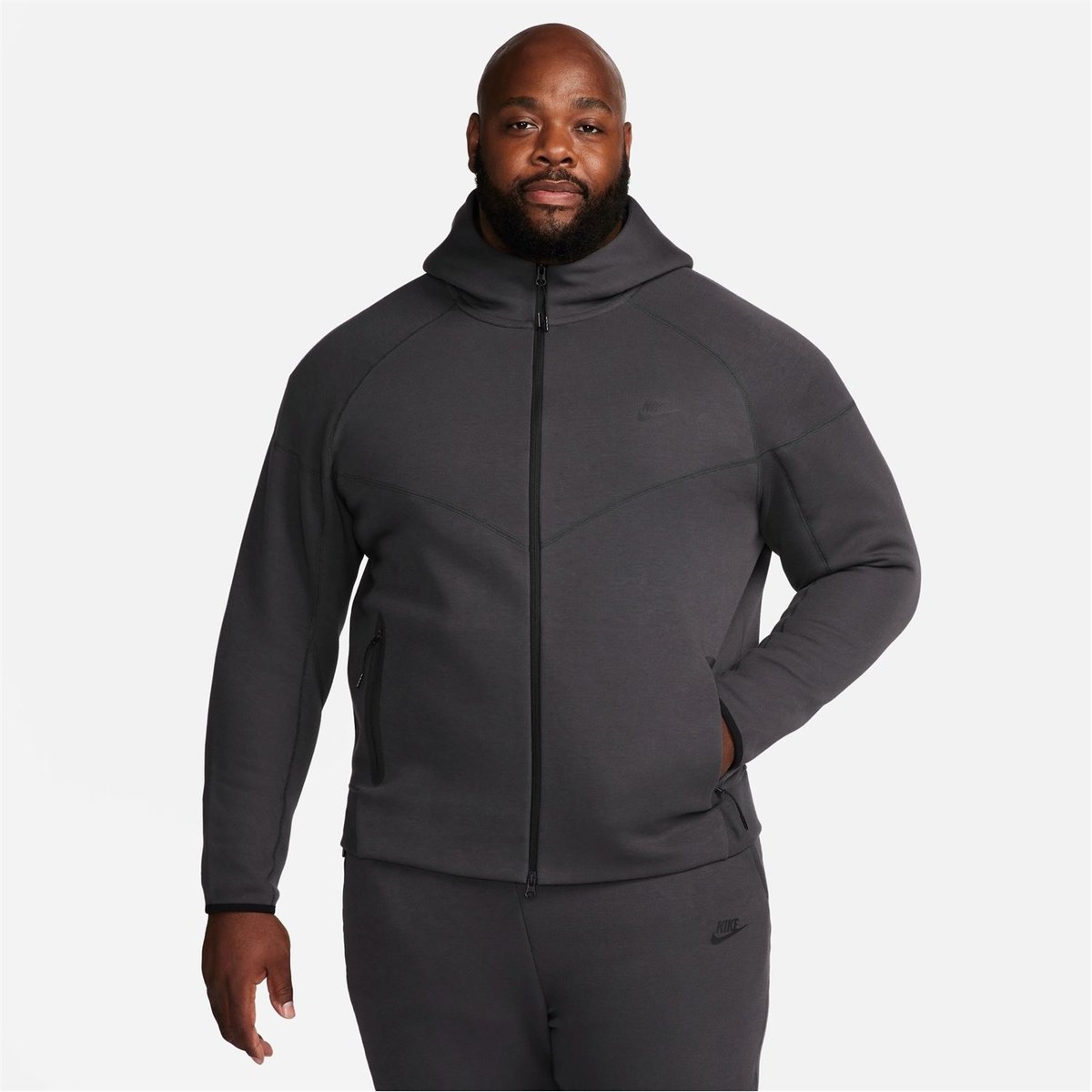 Men's grey nike tech fleece clearance hoodie