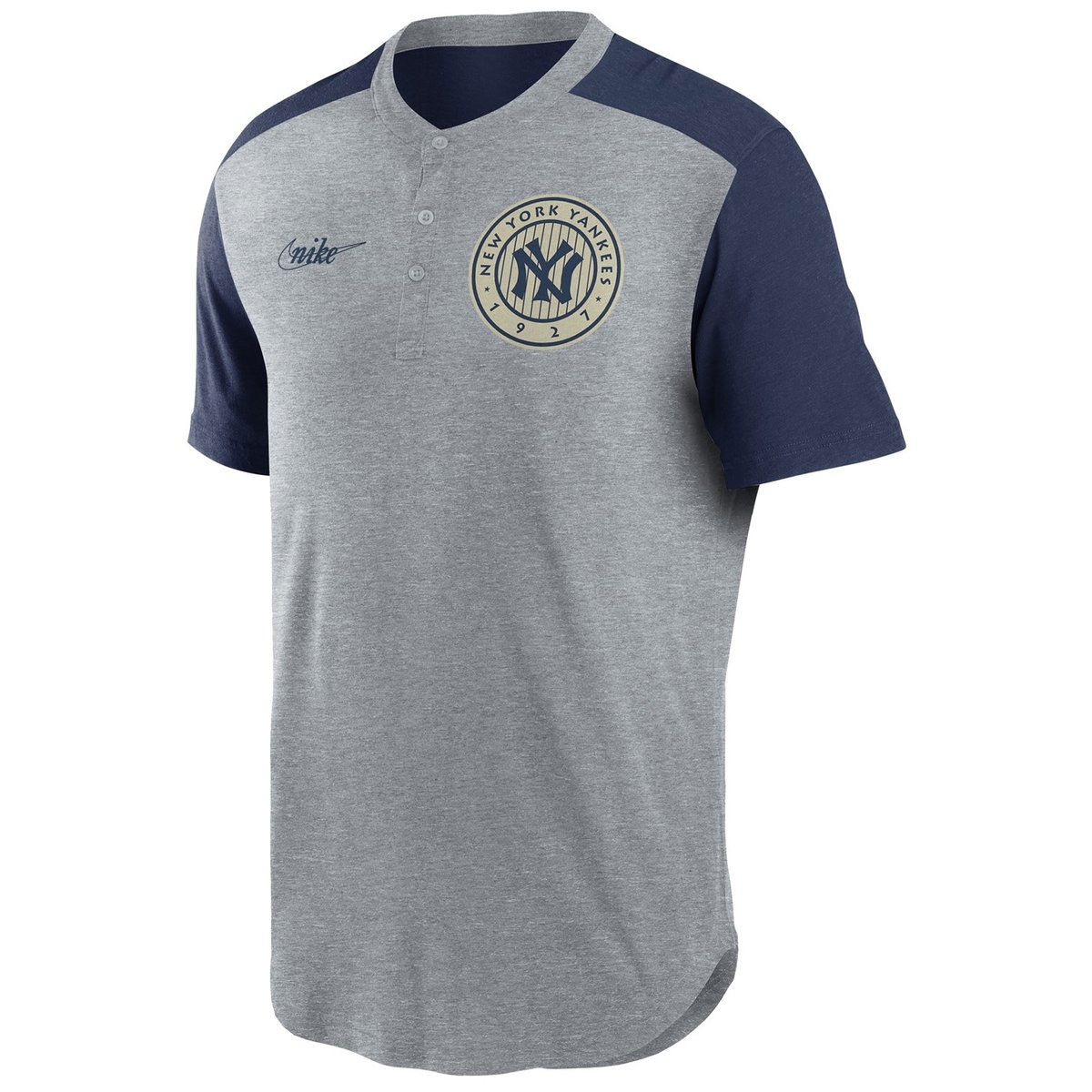 New York Yankees Navy Dri-Fit Fade Henley T-Shirt by Nike