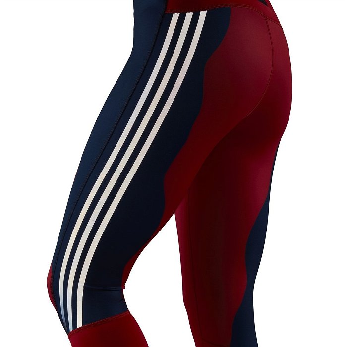 adidas Marimekko Run Icons 3 Stripe 7/8 Run Leggings Lush Red, £35.00