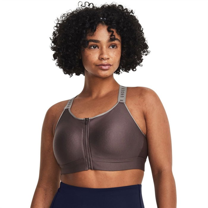 Armour Ua Infinity High Bra Zip Impact Sports Womens