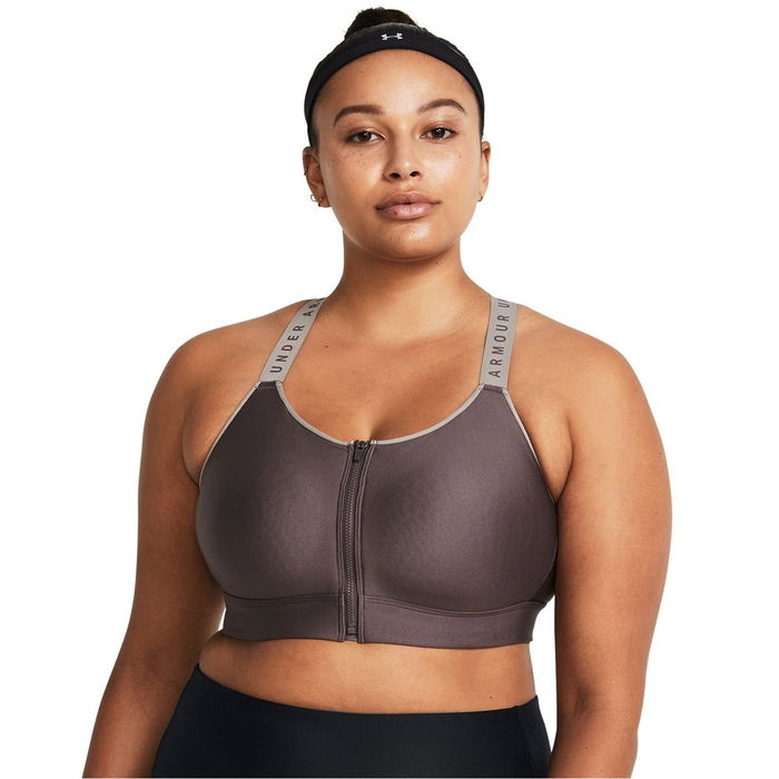 Armour Ua Infinity High Bra Zip Impact Sports Womens