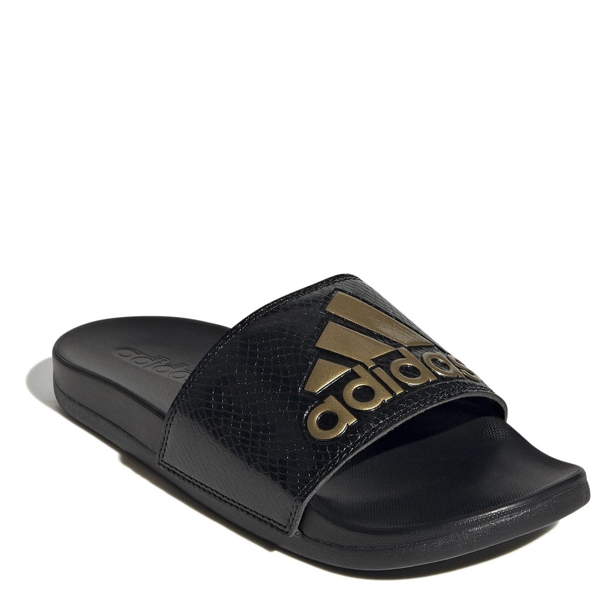 Black and cheap gold adidas sandals