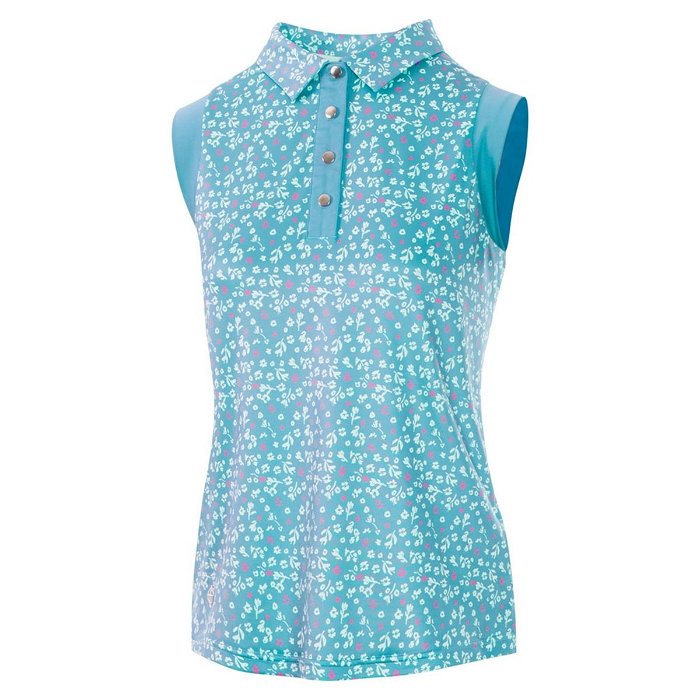 Golf Floral All Over Print Sleeveless Polo Shirt Ladies