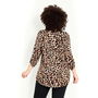 Beige Brown Animal Print Half Placket Blouse