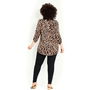 Beige Brown Animal Print Half Placket Blouse