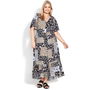 Patchwork Floral Print Angel Sleeve Maxi Dress