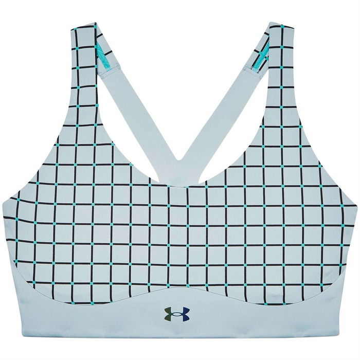 Armour Ua Rush Auxetic Mid Print Medium Impact Sports Bra Womens