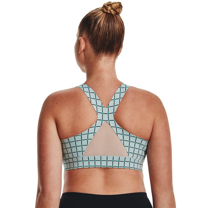 Armour Ua Rush Auxetic Mid Print Medium Impact Sports Bra Womens