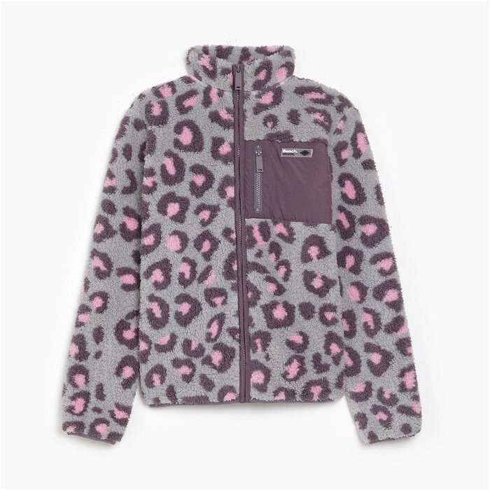 Girls Borg Grey Leopard Print Fleece
