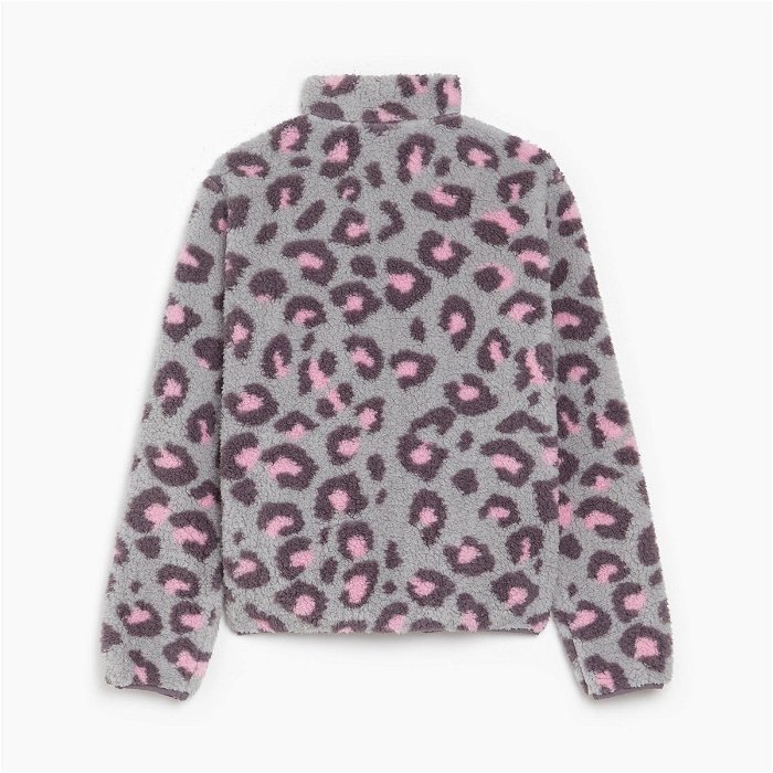 Girls Borg Grey Leopard Print Fleece