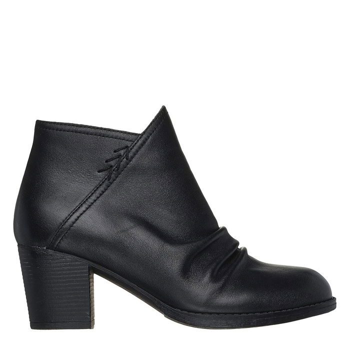 Leather Ruched Vamp Side Zip Bootie Heeled Boots Girls