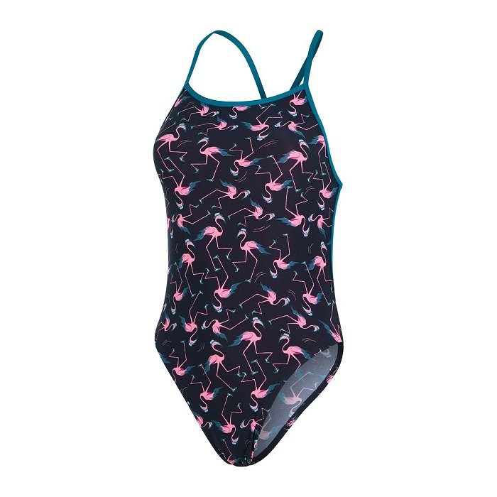 Flamingo Flare Allover Vback Swimsuit