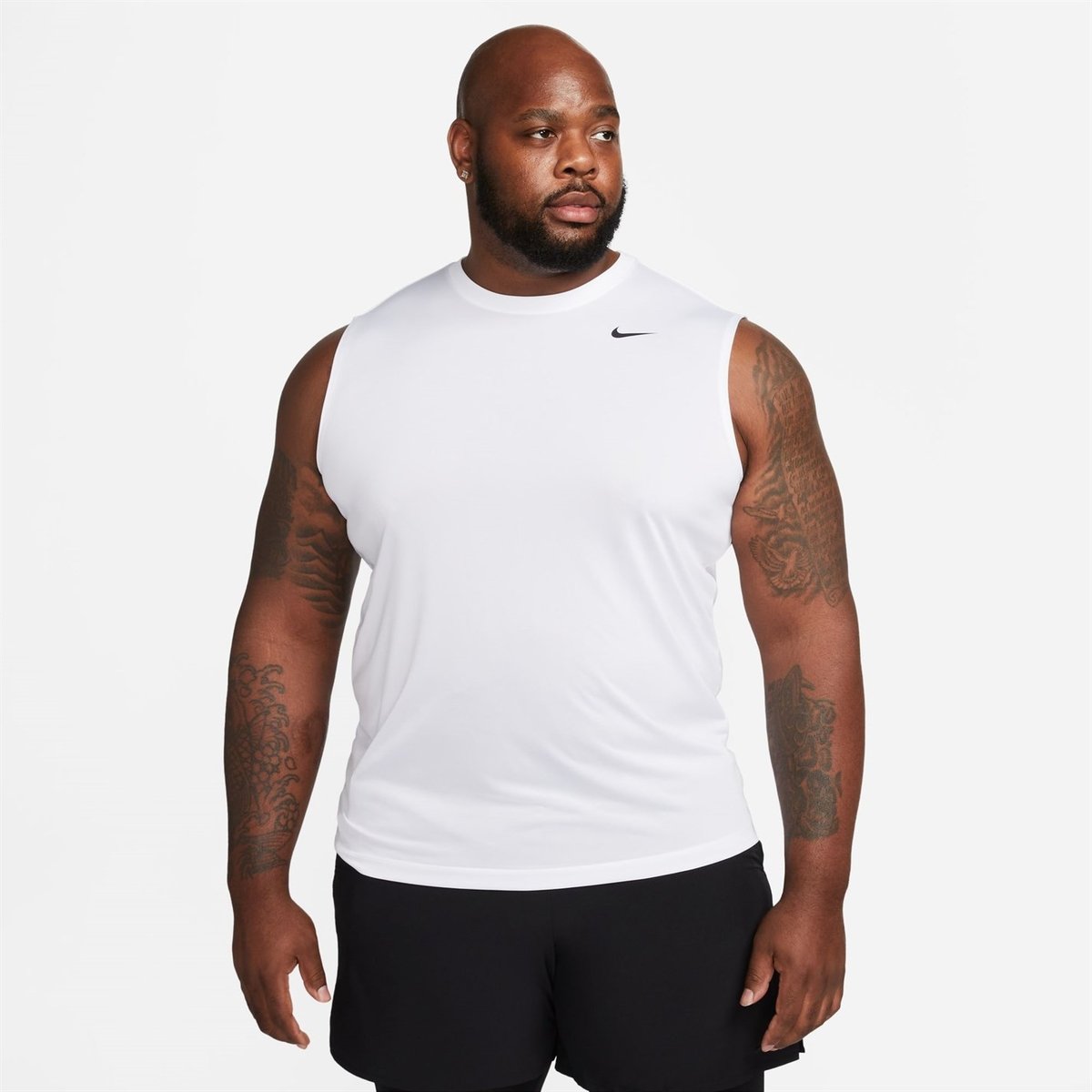 Nike Dri FIT Legend Mens Sleeveless Fitness T Shirt White Black 20.00